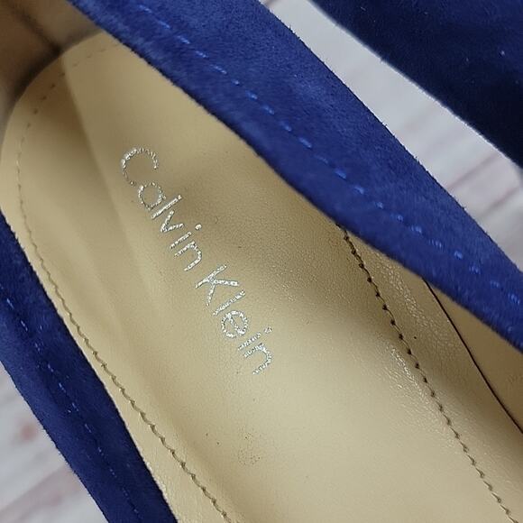 Calvin Klein Blue Suede Snakeskin Round Toe Kendall Platform 5 in Heels Size 8.5 - Picture 9 of 15